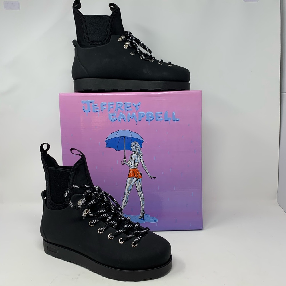 Jeffrey Campbell NWB Barometric Black Matte Lace-Up Boots Size 8